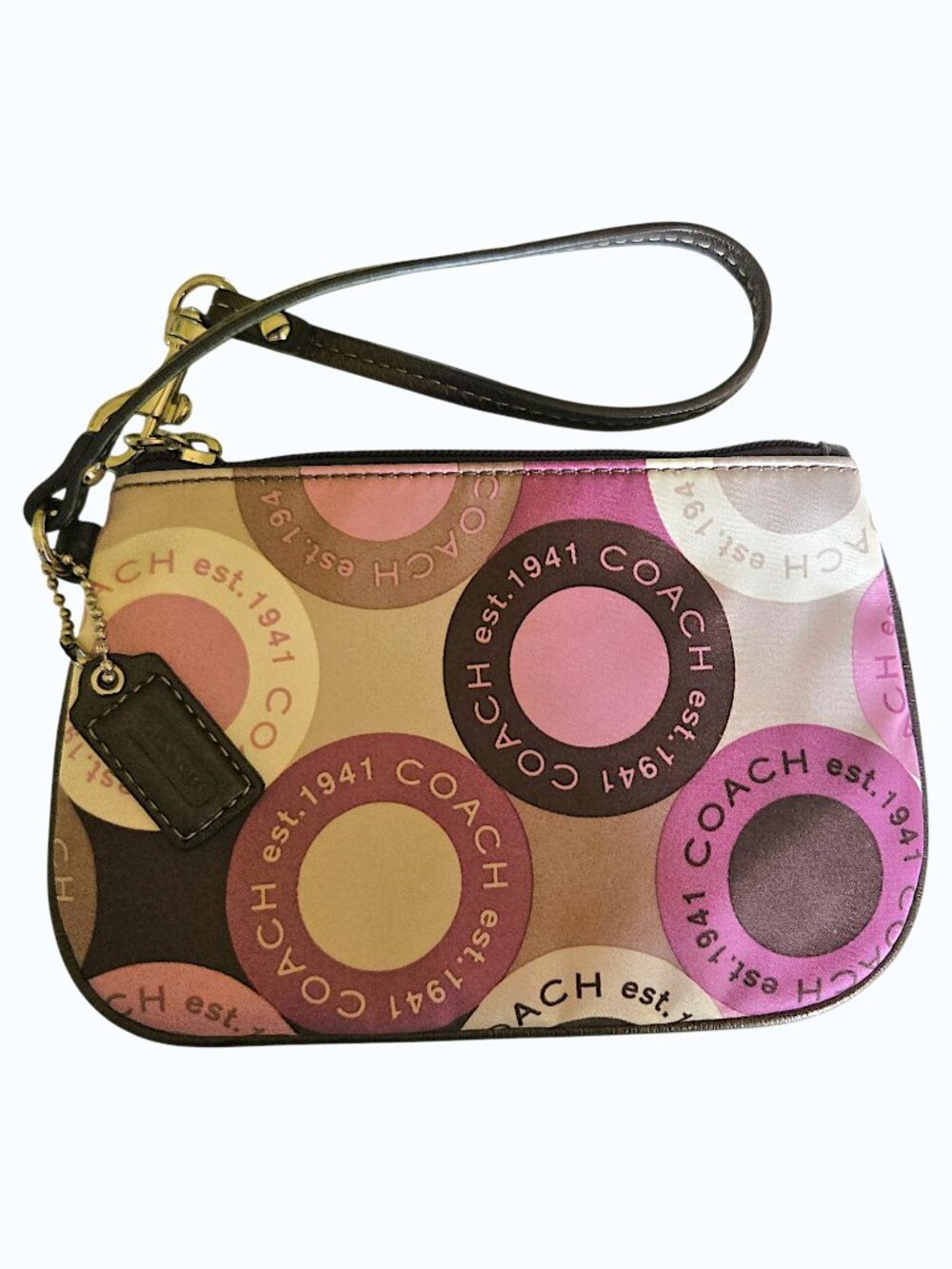 Coach Alexandria 1941 Circle Monogram Small Zip Wristlet Multicolor Design